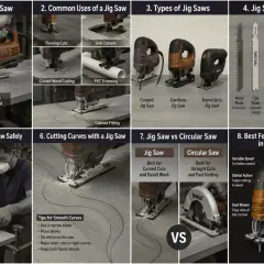 Un bricoleur utilise une scie sauteuse pour réaliser des coupes courbes précises. Cet outil est idéal pour les travaux de détail.