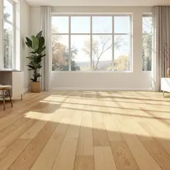 Parquet clair et lumineux, idéal pour un salon moderne. Le vitrification parquet prix m2 est un investissement pour la beauté et la durabilité.