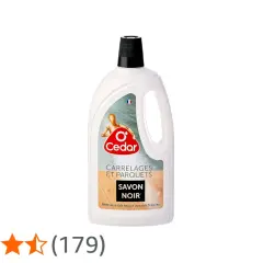 Bouteille de savon noir Cedar pour carrelages et parquets. Idéal pour nettoyer et faire briller vos sols fragiles.