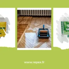 Application d'un fond dur sur un parquet. Le produit est prêt à être appliqué avant la teinture ou la finition.