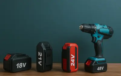 Comparaison des batteries : 18V, 21V, 24V et 48V. La perceuse sans fil est prête à l'emploi.