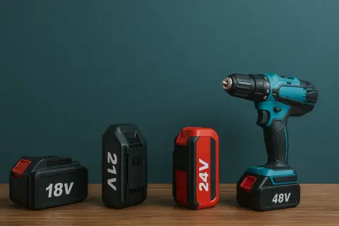 Comparaison des batteries : 18V, 21V, 24V et 48V. La perceuse sans fil est prête à l'emploi.