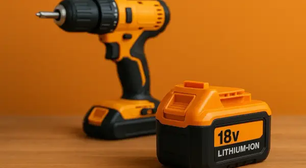 Une batterie de visseuse 18V Lithium-ion, prête à alimenter l'outil. Ah, la puissance !
