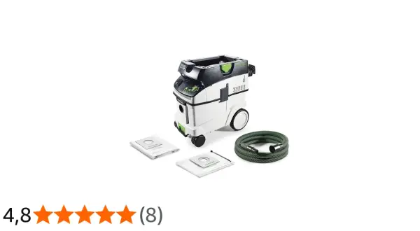 Aspirateur Festool CTL 36 E AC avec tuyau et sacs filtrants.