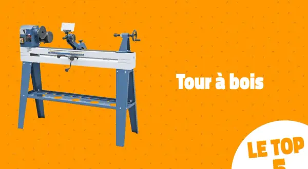 Tour à bois d'établi bleu et blanc, prêt pour vos projets de menuiserie.