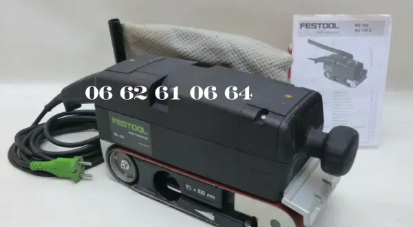 Ponceuse à bande Festool BS 105, prête à l'emploi, avec son manuel. Idéale pour vos travaux de ponçage.