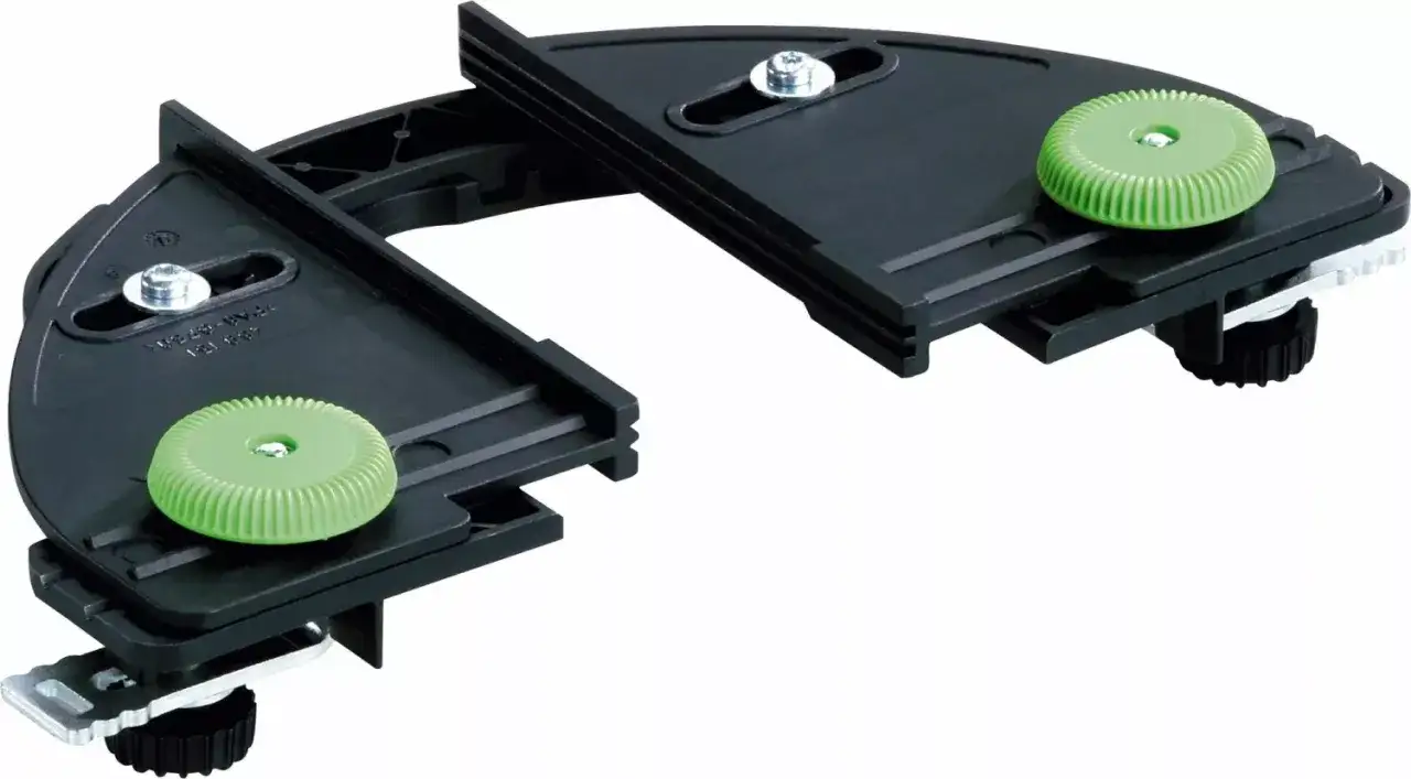 Accessoire de guidage noir avec molettes vertes, un outil de précision pour vos travaux, l'origine Festool.