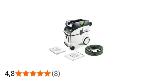 Aspirateur Festool CTL 36 E AC avec tuyau et sacs filtrants.