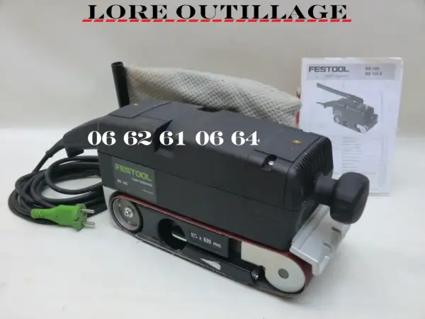 Ponceuse à bande Festool BS 105, prête à l'emploi, avec son manuel. Idéale pour vos travaux de ponçage.